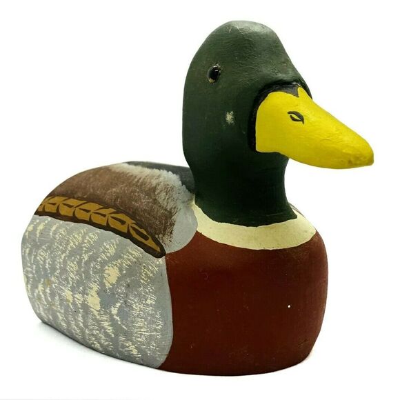 J.C Edwards Wooden Mallard And Drake Half Ducks Decoy/ Decoration Bookend - Picture 2 of 12